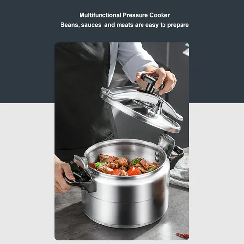 Vista 2 de Olla a presión de cuarto de galón, olla de aluminio con manómetro y estante de cocina para uso familiar o comercial (3L)
