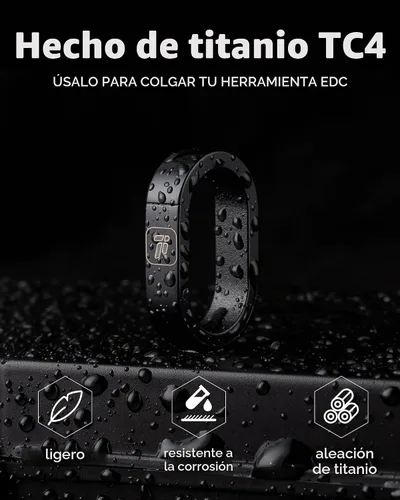 Vista 2 de FEGVE TC4 Titanium Small Mini Key Chain Rings Connector, Easy Open Negro paquete de 2