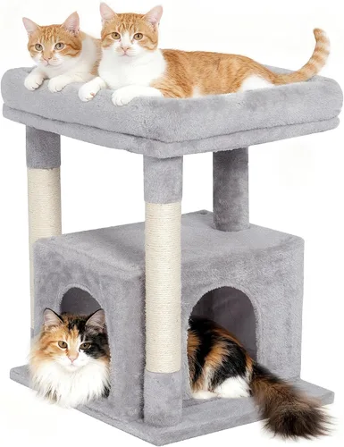 Vista 10 de Árbol para gatos grande, Cama en percha grande de 19 * 15.8 pulgadas para gatos adultos, Torre para gatos de 23.6 pulgadas con poste para rascar