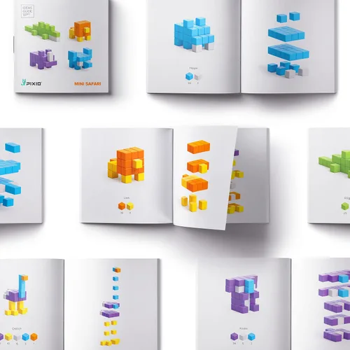 Vista 3 de PIXIO Mini Safari - Bloques magnéticos Juguetes de construcción en Pixel Art Style - Artes y manualidades Juguetes para niños - Bloques