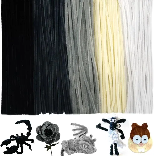 Vista 13 de Limpiapipas pastel, 500 unidades, 10 tallos de chenilla surtidos para manualidades Esquema de color de caramelo de macaron