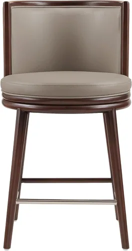 Vista 13 de Manhattan Comfort Taburete tapizado de madera moderno Evalyn Crema