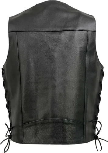 Vista 7 de Event Biker Leather - Chaleco de cuero para hombre "Promo, con encaje lateral