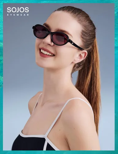 Vista 7 de SOJOS Ocean Collection Polarized Retro Oval Small Sunglasses Womens Recycled Plastic Frame Eco-Friendly UV400, Echo