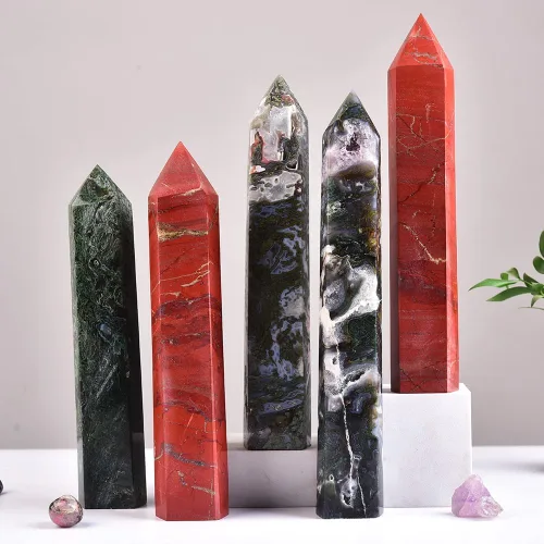Vista 6 de Torre de cristal de ágata musgo de 10 a 12 pulgadas, gran punto de cristal curativo, obelisco, reiki, energía, meditación, regalo de decoración
