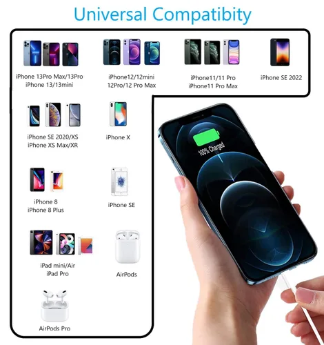 Vista 8 de Cargador rápido para iPhone [certificado Apple MFi], cargador de iPhone 2-Paquete de 2 unidades de 10 pies