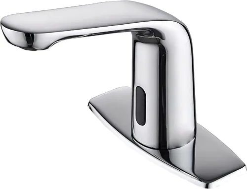 Vista 7 de Grifo de lavabo de baño sin contacto, sensor automático, funciona con pilas para 1 o 3 agujeros, oro cepillado