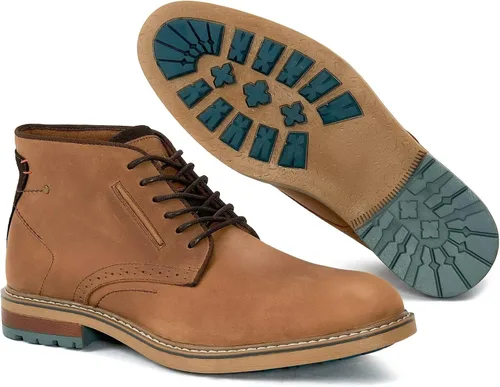Vista 6 de Arkbird Botas Chukka para hombre, botines de cuero granulado con cordones de moda y comodidad casual Oxfords Marrón oscuro