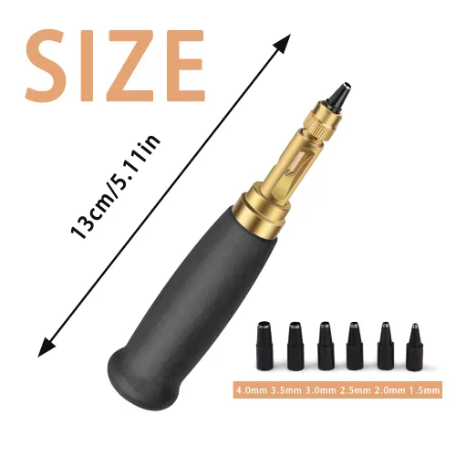 Vista 2 de TLKKUE Perforadora Ajustable de Tornillo con Mango de Madera Negra Herramienta Automática de Perforación con 6 Puntas