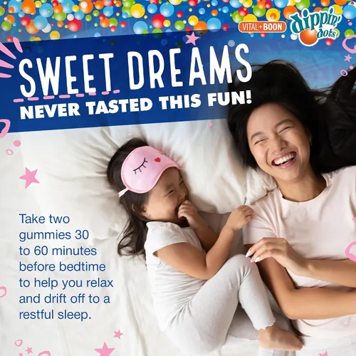 Vista 4 de Dippin' Dots - Gomitas de melatonina para niños y adultos (suministro para 30 días) sabor a crema de fresa y puesta de sol Suplemento