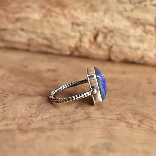 Vista 6 de Lapislázuli - Anillos de plata de ley 925 anillos de uso diario regalo para ella anillos de compromiso 1046