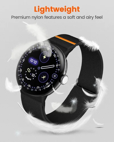 Vista 3 de Banda elástica de nailon para Google Pixel Watch 4/3 45mm, correa de bucle suave y transpirable para Pixel Watch 4 45mm con hebilla de cabeza