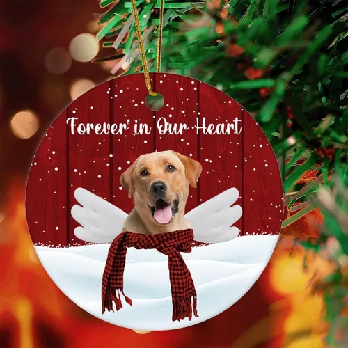 Vista 15 de Forever in Our Heart Ornaments Funny Pet Dogo Argentino with Angel Wings Ornament Christmas Tree Decoration Pet Loss Gifts Pet Memorial Gifts