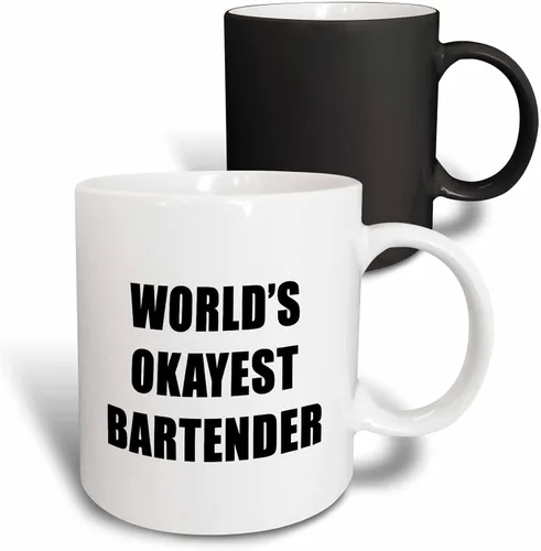 Vista 13 de 3dRose WORLDS OKAYEST BARTENDER - Taza de dos tonos (15 onzas), color negro