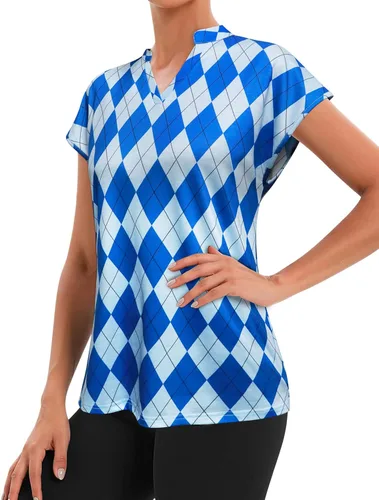 Vista 5 de MISS FORTUNE Camiseta de golf con cuello en V y secado rápido para mujer