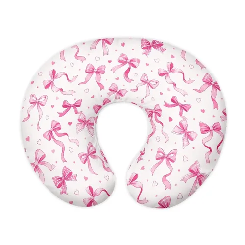 Vista 43 de Jeiento Christmas Nursing Pillow Case Black Snowflake Pink Bow Nursing Covers for Breastfeeding Pillows Soft Comfortable Slipcover for Boy and Girl