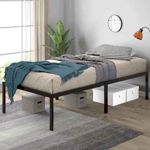 Vista 3 de SHA CERLIN Base de cama de plataforma de tamaño individual resistente, cabecera autofija, no necesita somier, base de colchón, sin ruido, fácil