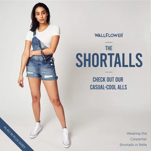 Vista 9 de WallFlower Womens Shortalls Juniors (Standard and Plus)