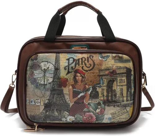 Vista 13 de Nicole Lee Bolsa de maquillaje cosmética para mujer, bolsa de viaje con 5 compartimentos (todas las emociones)