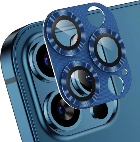 Vista 8 de Korecase Protector de lente de cámara para iPhone 12 Pro Max, película de vidrio templado de metal para cámara, protector de lente trasera