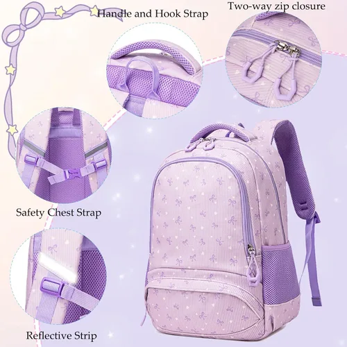 Vista 19 de Juego de mochila para niñas con diseño de unicornio, mochila escolar para niños, mochila para libros para niñas, set 3 en 1, regreso a clases