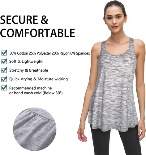 Vista 50 de Cestyle - Camiseta sin mangas para mujer, cuello redondo, corte holgado, para entrenamiento