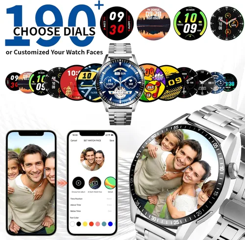 Vista 7 de Reloj inteligente para hombre con respuesta/hacer llamadas, 1.39 pulgadas HD siempre pantalla reloj de seguimiento de fitness con 190 modos