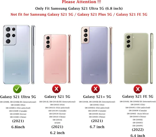 Vista 2 de Funda para Samsung Galaxy S21 Ultra: funda protectora de doble capa resistente para teléfono celular, a prueba de golpes, con protector de pantalla
