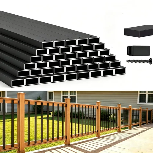 Vista 9 de HZIU Paquete de 50 balaustres de cubierta de 26" x 1", balaustre de escalera, diámetro de husillo de cubierta de metal negro y barandilla