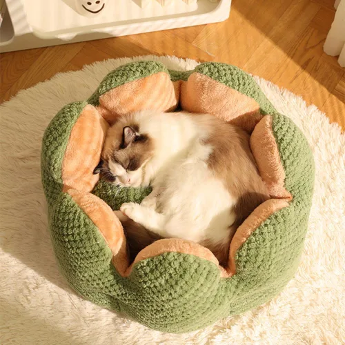 Vista 2 de CWV Lindas camas para gatos, camas para gatitos, camas suaves para perros pequeños, camas lavables para mascotas para cachorros y gatitos