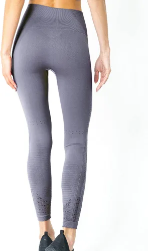 Vista 2 de Savoy Active - Mallas de compresión para mujer de cintura alta, sin costuras, con recortes, para yoga, entrenamiento, fitness, color gris