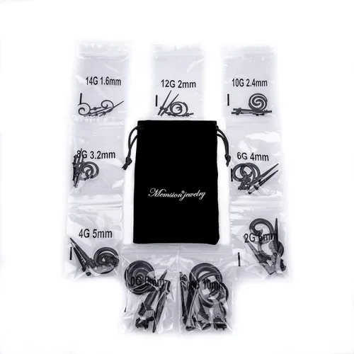 Vista 7 de Memsion Kit de estiramiento de orejas, 54 piezas, 14 calibres 00, kit de piercings