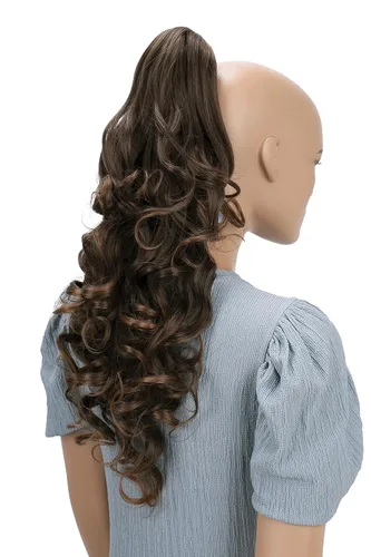 Vista 9 de Prettyshop - Extensión de cola de caballo de 24 pulgadas con clip, larga, voluminosa, ondulada, resistente al calor, color negro H63