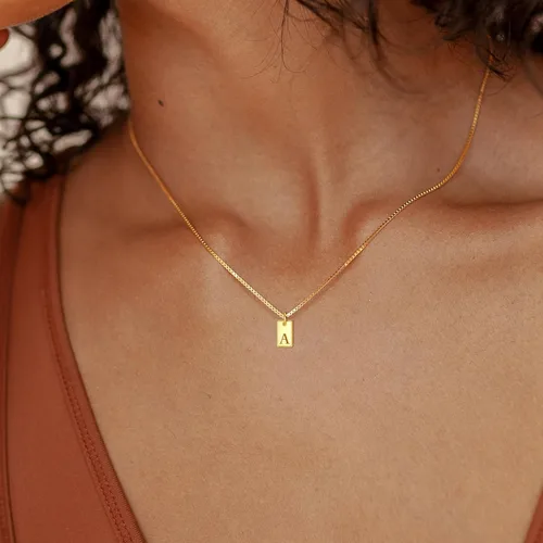 Vista 3 de Collares de oro con inicial para mujer, delicado collar de letra de oro de 14 quilates, collar con colgante de oro de 14 quilates, collar