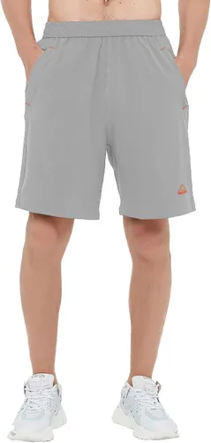 Vista 7 de TBMPOY Pantalones cortos de senderismo para hombre, 7 pulgadas, secado rápido, para gimnasio, deportes al aire libre, bolsillos cortos con cremallera