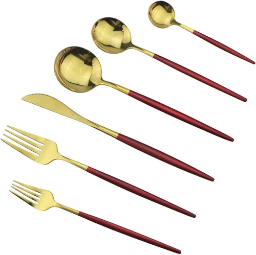 Vista 9 de Juego de cubiertos de 10 piezas – Utensilios de acero inoxidable 304 negro, tenedores, cucharas, cuchillos – Cubertería pulido espejo para 2