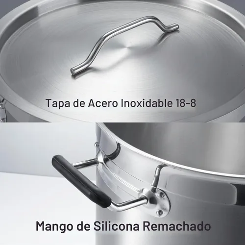 Vista 5 de CURTA Olla resistente de 32 cuartos de galón con tapa, listado NSF, lista para inducción, base revestida de 3 capas, olla de cocina de acero