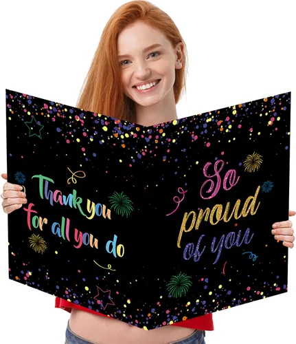 Vista 16 de Idealmuzik Tarjeta Jumbo de Feliz 10º Aniversario – Tarjeta de Felicitación de Congratulaciones Grande Plegada de 14x22 Pulgadas con Sobre, Tarjeta