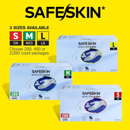 Vista 2 de SAFESKIN Nitrile Exam Gloves Disposable - 3.5 Mil, Gray, Powder Free Gloves for Medical, Dental, Cleaning, Cooking