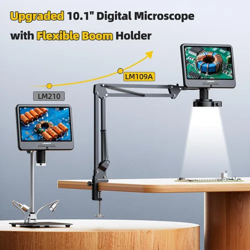 Vista 2 de LM109A Microscopio Digital de 10,1", soporte de brazo flexible con Negro