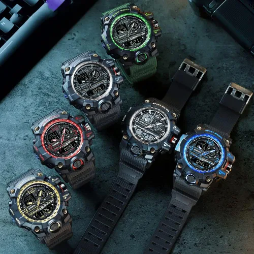 Vista 9 de Relojes deportivos para hombre, reloj digital militar impermeable, reloj electrónico táctico del ejército para hombres, relojes de pulsera