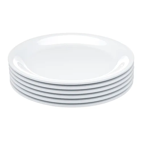 Vista 2 de AmazonCommercial Simplicity - Juego de 6 platos ovalados de melamina blanca de 7.25 pulgadas