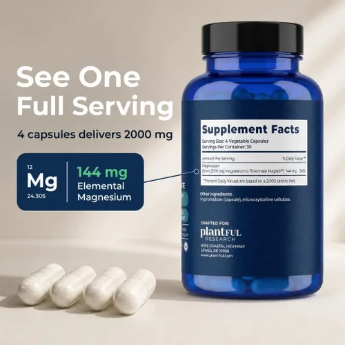 Vista 2 de Magnesio L-treonato 2000mg Cápsulas con Magteína, 120 Ct - Sueño