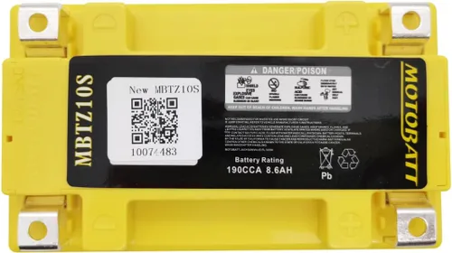Vista 4 de Motobatt Batería MBTZ10S compatible con motocicleta YTX7ABS, YTZ10S 12V 8.6Ah 140CCA