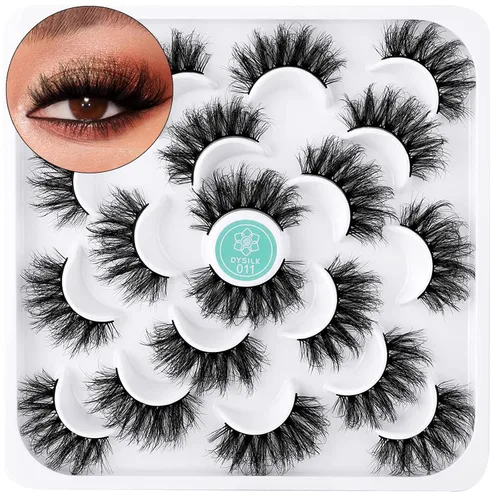 Vista 11 de DYSILK - 10 pares de pestañas de visón 6D, pestañas postizas dramáticas de volumen grueso pestañas postizas naturales suaves extensión maquillaje