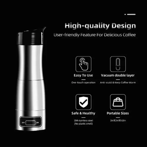 Vista 5 de Luqeeg Cafetera portátil, cafetera eléctrica para café, mini cafetera eléctrica para automóvil, cafetera eléctrica para cápsula con encendedor