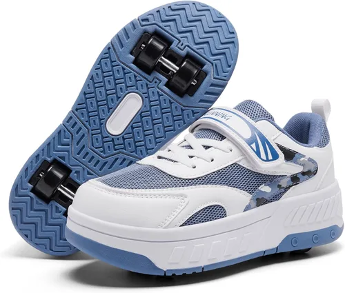 Vista 9 de Patines de verano con malla transpirable de 4 ruedas para niños, zapatos con ruedas para niños y niñas, zapatillas deportivas elegantes, duraderas