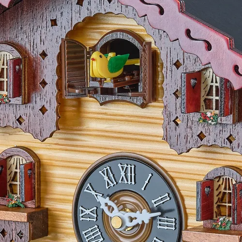 Vista 7 de TIMEGEAR Reloj de pared de cuco con movimiento de cuarzo y modo nocturno en estilo tradicional alemán