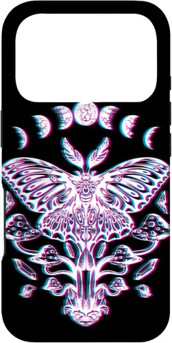 Vista 29 de Funda Glitch para iPhone 15 Glitch Lunar Moth Fases Cristales Setas