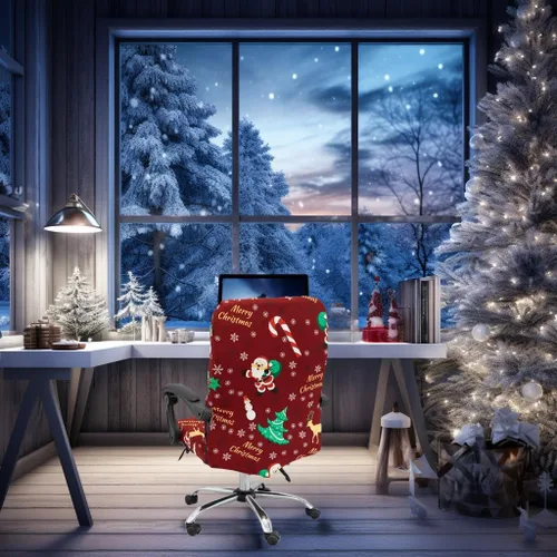 Vista 6 de Fundas navideñas para silla de oficina, funda protectora universal elástica para silla de jefe de respaldo alto moderno y sencillo (XMAS01, L)